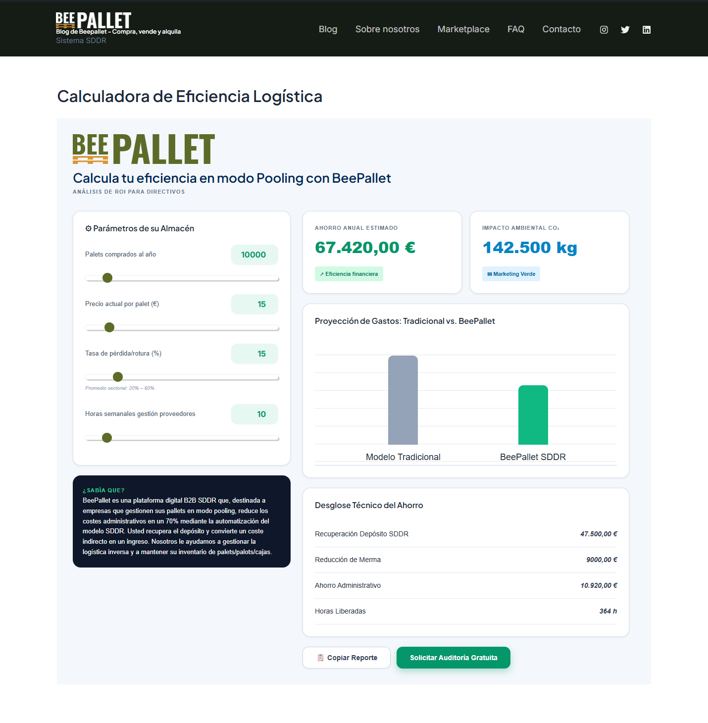 Calculadora de Pooling de Palets: La Herramienta de BeePallet para Evaluar la Viabilidad de un Modelo Logístico Más Eficiente